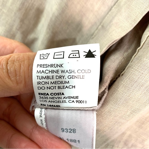 ENZA COSTA French Linen Jumpsuit Sz 0 Tan Sleeveless Neutral Casual - Picture 12 of 12